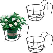 Csparkv - 2Pièces Paniers de jardinière à Rail Suspendu Support Rond Paniers de Fleurs Suspendus en Fer, Convient pour