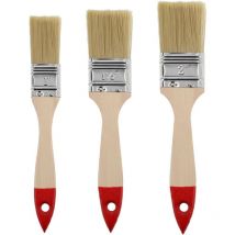 3 pièces Set de pinceaux Plats, Largeur 1 Pouce, 1.5 Pouce, Largeur 2 Pouce, Ensemble de pinceaux à Peindre avec Manche Bois - Csparkv
