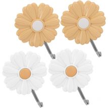 4 Pièces Crochet Collant Marguerite Crochets Pour Serviettes De Salle De Bain Patères Pour Enfants Crochets Muraux De Dessin Animé Porte-Clés