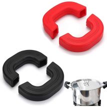 4 Pièces Supports De Poignée De Casserole,CHmiss Support De Poignée Chaude en Silicone,Poignée en Silicone pour Cocotte,Protection De Doigts De