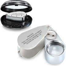 40X Loupe de Bijoutier Illuminée en Métal Loupe de Bijoux Loupe de Bijoux de Poche Pliable avec led et Lumière pour Inspection de Bijoux et Monnaie