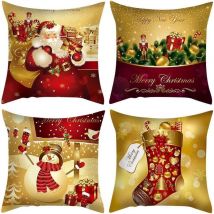 Csparkv - 4PCS Thème de Noël Housse de Coussin,Taie d'oreiller de Noël,Noël Housse de Coussin,Taie d'oreiller de Noel pour Canape,Taie d'oreiller de
