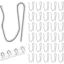 50 Pièces Crochet Rideaux Métalliques 32x20mm Argent Agraphes pour Rideaux Acier Inoxydable Crochet Rideau Rail pour Rideau à Plis Pincés pour