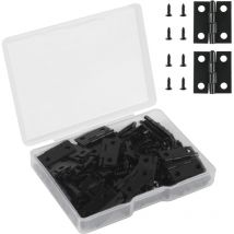 Csparkv - 50 Pièces Mini Charnières Noires, Charnière Plate Invisible Inox Durable et Robuste Petite Charniere pour Boîte à Bijoux Tiroirs diy