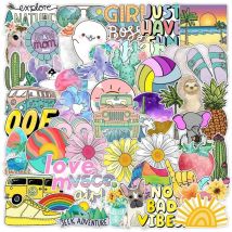 50pcs, Stickers Kawaii Autocollant Scrapbooking Stickers Aesthetic, Autocollant Velo Stickers Skate Autocollant Voiture Stickers Moto Autocollant