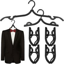 Csparkv - 6 Stück hochwertiger schwarzer faltbarer Reise-Kleiderbügel aus Kunststoff, Familiencamping, Mini-Trockenbügel mit rutschfestem Haken