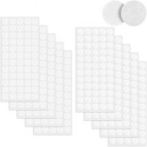 Csparkv - 600 Pcs Scratch Autocollant Rond, 300 Paires 20mm Pastille Scratch Autocollant Crochets et Boucles, Blanc Double Face Rond Pastille