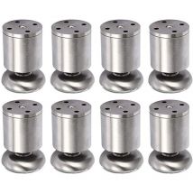 8 pièces Pieds de Meuble en Acier Inoxydable réglables en Hauteur, Travail/Unité/Barre de Petit déjeuner/Pieds de Table, 50 x 80 mm, tapis en