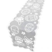 Chemin De Table De Pâques, 33cm x183cm Décorations De Pâques Avec Motif D'oeufs De Pâques Linge De Table En Nappe Brodée Commode Écharpe Décoration