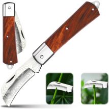 Csparkv - Couteau de Greffage Pliant, Couteau Serpette Jardin, Horticultural Knife, Couteau Champignon, Garden Knife, Couteau Pliable Greffe