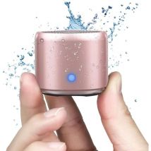Csparkv - De Voyage Inclus, A106 Pro Mini Enceinte Bluetooth Portable Actif avec Basse Extra, Design Court, Mini Haut Parleur Parfait pour la Douche,
