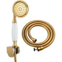 Csparkv - Douche Kit Laiton Douche avec Flexible Tuyau 1.5M Pommeau Douche avec Support Ensemble de Douche Or, BS126F