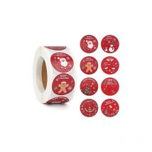 Etiquette Autocollantes Noël 500 pièces, Autocollants de Noël 1 pouce 8 modèles d'étiquettes rondes, Etiquette Autocollantes Noel pour sac enveloppe