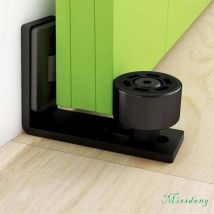 Missdong - Guía de suelo ajustable, guía de pared/puerta para puertas correderas de madera, color negro