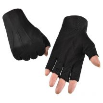 Gants de Conduite Hommes Antidérapant été Gants Demi-Doigts Coton Absorption de la Sueur Respirant Gants Protection Solaire Anti-UV Mitaine Gants de