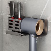 Haartrocknerhalter mit Aufbewahrung, Aluminium, Wandmontage, Haartrocknerhalter, ohne Bohren, Haartrocknerhalter für Toilette, Badezimmer, Salon,
