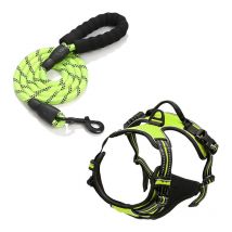 Harnais pour chien, harnais pour chien réfléchissant anti-traction réglable avec laisse, accessoire de harnais pour chien de compagnie pour
