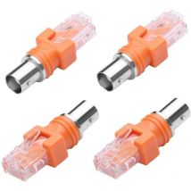 Csparkv - Lot de 4 adaptateurs de convertisseur bnc vers RJ45 femelle vers RJ45 mâle, connecteur coaxial pour testeur de ligne (orange)