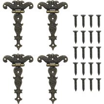 Lot de 4 charnières rétro en t avec vis pour armoires, fenêtres, caisses en bois, portes de grange, portes de hangar - Csparkv