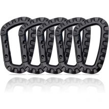 Lot de 5 mousquetons, Mousqueton Plastique, Mousqueton Tactique, Mousqueton Militaire, Mousquetons en Plastique Dur de qualité supérieure, Robustes,
