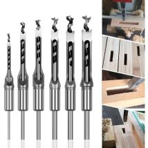 Csparkv - Lot de 6 Forets à bois trou carré Bédanes Creux en Acier Outils Set pour travail du bois Foret a trou carre Foret Trou de Perçage Mortaiser