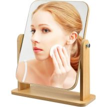 Miroirs de salle de bains de comptoir de bureau de table portable à rotation à 360 ° 22 x 17 cm Miroir de maquillage de rasage avec support Miroir