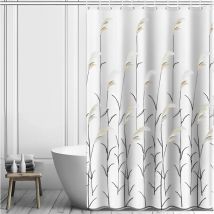 Rideau de Douche à Motifs Reed, Rideau de Douche 180x180cm,Rideau Douche Anti Moisissure,12 Crochets de Qualité,Polyester Rideau Salle de Bain(Rideau