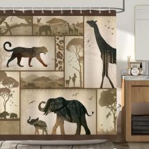 Csparkv - Rideau de Douche Animaux d'Afrique Jungle Léopard Rideau de Bain Tissu Polyester Anti Moisissure Imperméable Lavable Rideau Salle de Bain