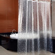 Rideau de douche de salle de bain, cube d'eau transparent 3D, lavable à l'eau, sans moisissure, avec 12 œillets et crochets en plastique, pour douche
