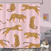 Csparkv - Rideau de Douche Léopard Rose Tropical Animal Rideau de Bain Tissu Polyester Anti Moisissure Imperméable Lavable Rideau Salle de Bain 180 x