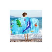 Csparkv - Serviette de Plage pour Enfants – Océan Serviette de Plage 70 x 150cm Serviette de Bain Absorbante en Polyester Doux Serviette de Bain de