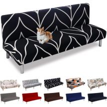 CSPARKV Sofabezug Ohne Armlehne 3-Sitzer Universal Stretch Sofabezug Waschbarer Sofabezug Für Schlafsofa Verstellbarer Sofaschutzbezug,Black Line