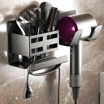 CSPARKV Support Seche Cheveux, Porte Seche Cheveux sans Percage avec Range-Câbles, Porte Seche Cheveux Mural pour Hôtel de Chambre à Rangement Salle