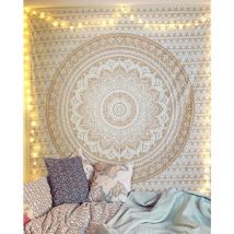 Csparkv - Tapisserie murale suspendue en forme de mandala doré, style dégradé bohème, hippie, chambre et salon, décoration bohème, tapisserie en