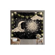 Csparkv - Tapisserie Soleil Lune Tapisserie Noir Or Tapisserie Lune Soleil Décoration murale Tapis psychédélique Tapisserie Gothique Tapisserie