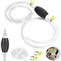 CSPARKV Tuyau de carburant manuel, pompe à main à siphon avec tuyau de pression de tube de 2 m, pompe à carburant d'urgence, pompe à main à siphon