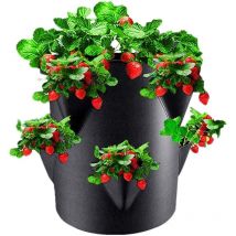 Csparkv - Upgrade Strawberry Grow Bags, Felt Strawberry Pot with 6 Side Grow Pocket, 7 Gallon Planting Pots, Non-Woven Fabric Breathable Portable for