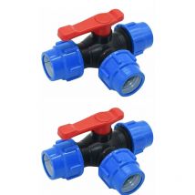Csparkv - Válvula de bola de cierre de 2 unidades, válvula de bola de tres vías de 32 mm, conexión rápida, conector en t de conmutación rápida para