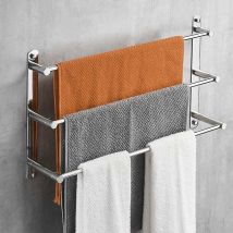 Ctmw Towel Holder, 304 Stainless Steel Towel Rail Shelf 3 Rods, 40 Cm Wall Mounted Bathroom Tow