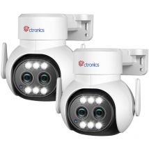 2,5K 4MP Überwachungskamera für den Außenbereich mit 2 Objektiven wlan 2,4 / 5 GHz, 6-facher Hybrid-Zoom, Automatische Verfolgung, Erkennung von