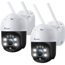 2er-Set Überwachungskamera für den Außenbereich mit SIM-Karte 3G/4G lte 20M Farb-Nachtsicht ptz 355° 90° Automatische Sendungsverfolgung Erkennung