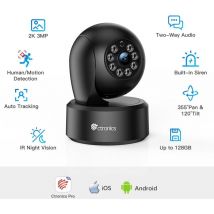 2k 3mp Caméra Surveillance Wifi Intérieur, 360° Ptz Ip Caméra Avec Détection Humaine/mouvement, Suivi Auto, Vision Nocturne Ir 20m, Audio 