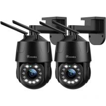 Ctronics - 4K 8MP Caméra Surveillance 5X Zoom Optique Extérieure Lot de 2, 2,4/5 GHz WiFi Caméra ip Détection Humain/Véhicule/Animaux Suivi Auto