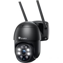 Ctronics - Caméra de Surveillance WiFi Extérieure ptz Caméra 380C Noir 360° Détection de Mouvements Humaine Suivi Automatique Vision Nocturne Couleur