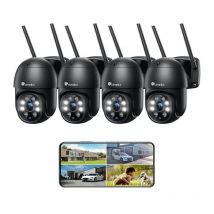Ctronics - Lot de 4 Caméra de Surveillance WiFi Extérieure ptz Caméra 380C Plus 4MP Noir 360° Détection de Mouvements Humaine Portée 30M
