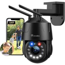 Ptz Überwachungskamera wlan 5MP 10-facher optischer Zoom Im Freien Erkennung von Menschen 100M Nachtsicht Sirene & Alarmleuchte - Ctronics