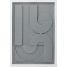 Cuadro con textura y diseño abstracto en color gris, con marco blanco 70x50cm