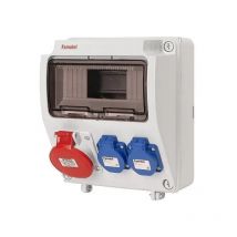 Caja precableada de 9 módulos 2 tomas 2P+TTL + 1 3P+T 32A IP44 Famatel 3957.2