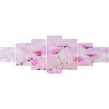 Cuadro lienzo T375 xl, cuadro de pared bastidor cuadro de arte de impresión, 7 piezas 245x87cm, Flores