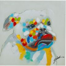 Cuadro óleo sobre la tela pintado a la mano bulldog